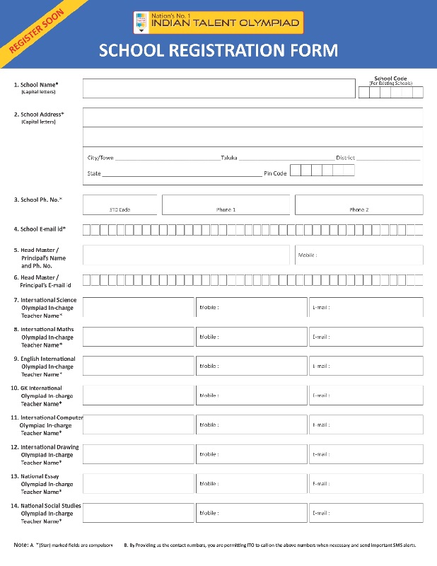 Annual Olympiad School Registration Form 2021-22